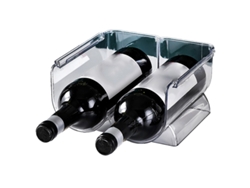 Organizador De Vino Apilable De Plástico Transparente, Soporte Para 2 Botellas, Para El Hogar Y Exhibición.