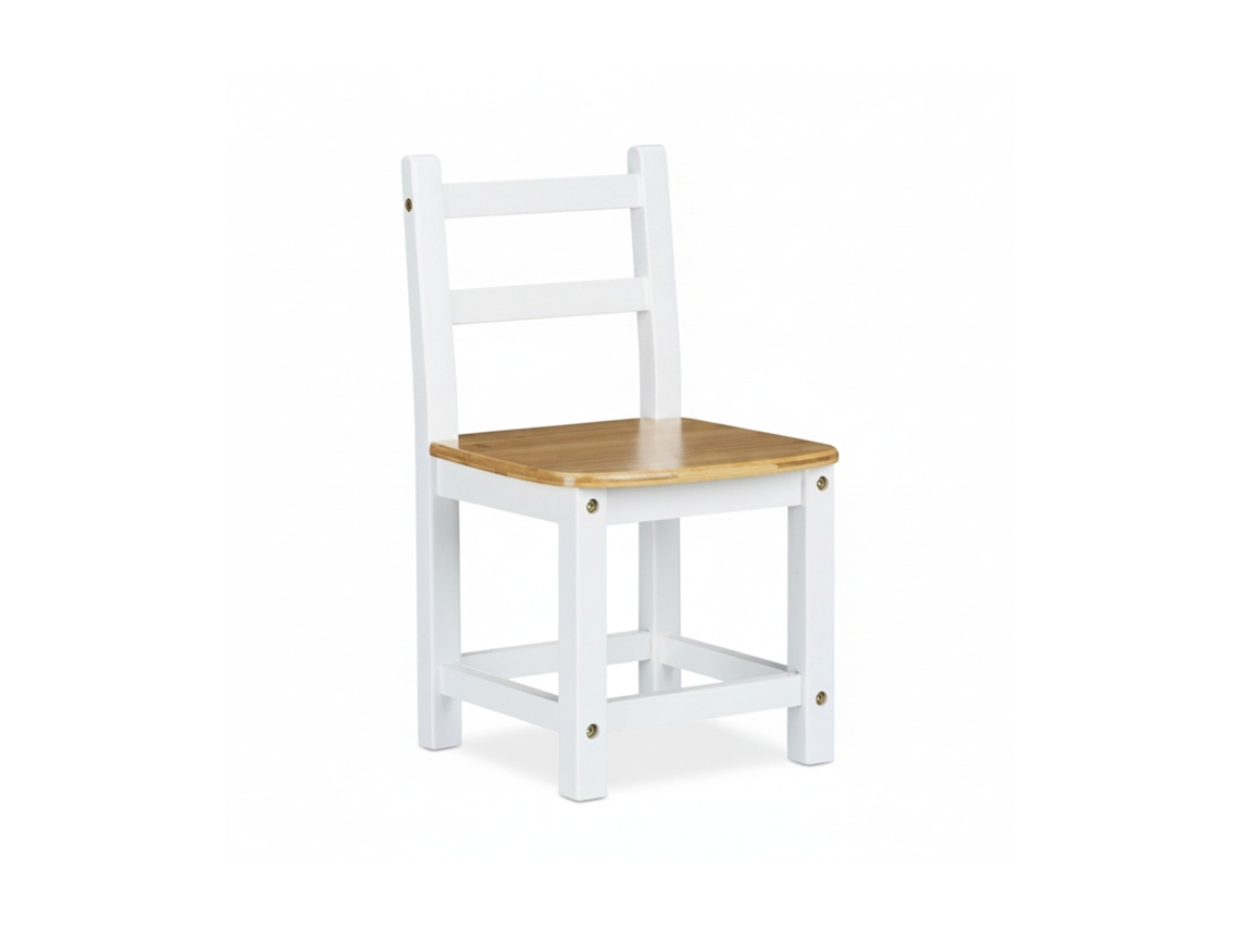 Relaxdays Silla Para Niños Rustico, Bambú, Asiento Para El Dormitorio Infantil, 50 X 28.5 X 28 Cm, Blanco Y Natural