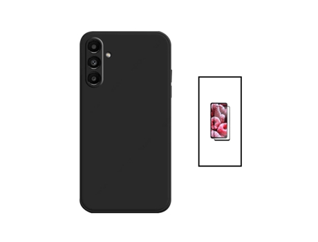 Kit De Película De Vidrio Templado De Cubierta Completa 5D + Funda De Silicona Líquida Para Samsung Galaxy A04s - Negro
