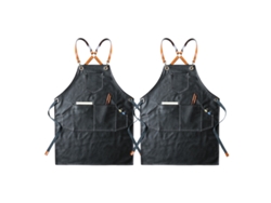 Aventales De Cocina En Cuero Sintético Resistente Con Bolsillos, Correa Cruzada, Para Hombres Y Mujeres, Para Barbacoa Y Cocina, 2 Unidades
