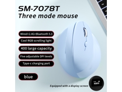 Ratón Ergonómico Yizhood Con Triple Modo Vertical, Indicador De Nivel De Batería Y 4800 Dpi Azul