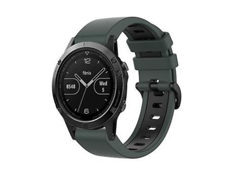 Correa Para Garmin Fenix 5 22mm Correa De Reloj Deportiva De Silicona De Dos Colores Verde Oliva-Negro VENISYMLIS