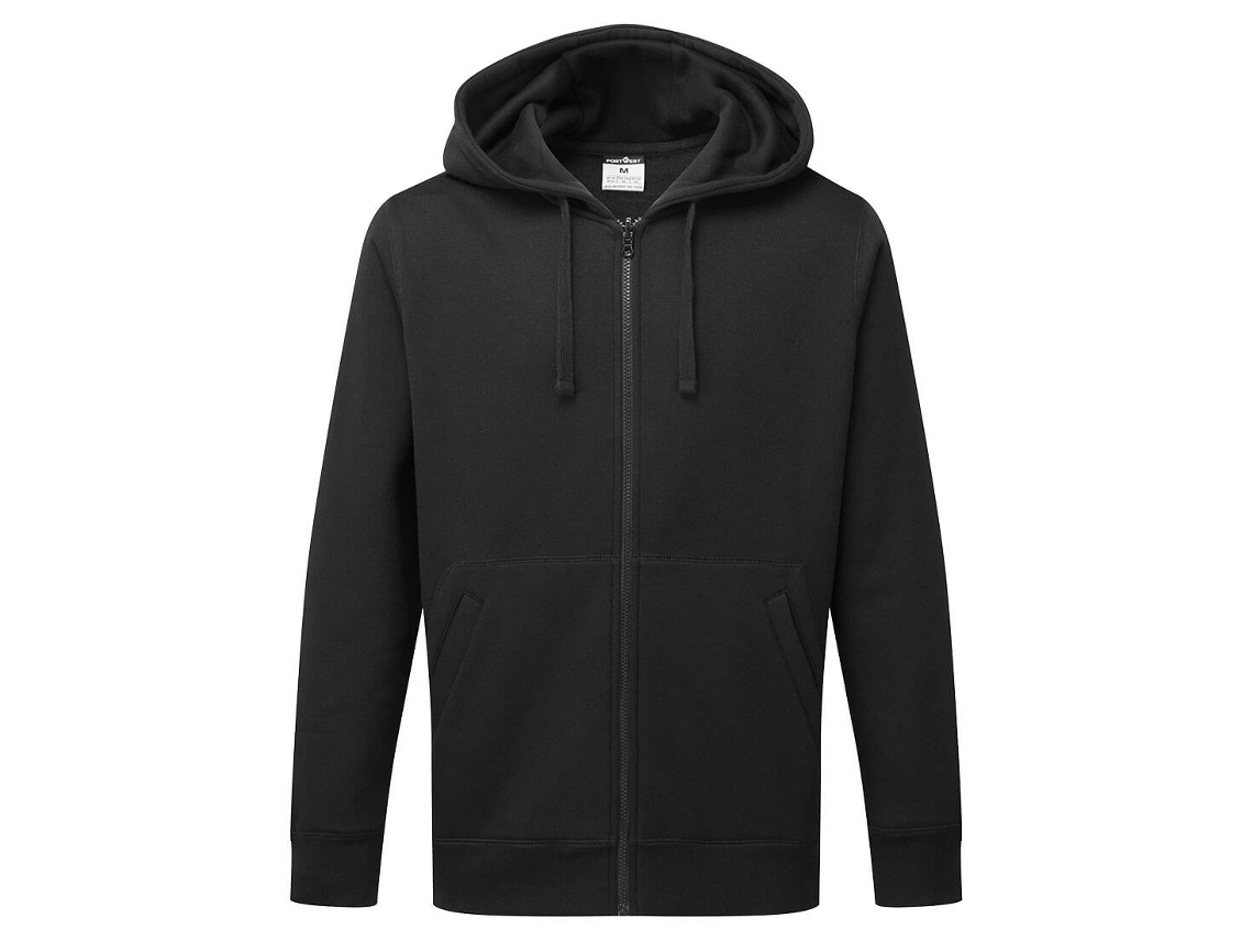 Sudadera con capucha y cremallera azul marino oscuro para uso casual / XXL