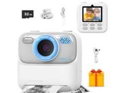 Cámara Digital Instantánea Para Niños, Pantalla Grande De 2,4 Pulgadas, Lentes Duales Frontal Y Trasera De 1080p, Memoria De 32 Gb (blanca). Czhhmart
