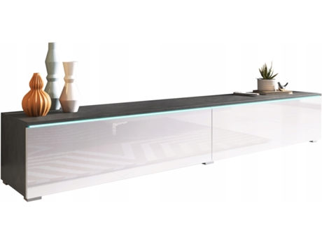 Mueble TV Lowboard D180 Matera/Blanco brillante, Número de puertas: 2 (180x30x31 cm)