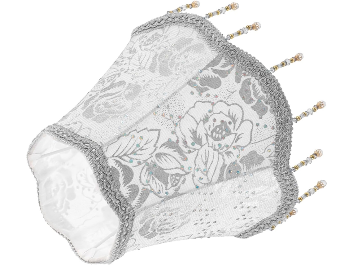 Elegante lámpara de mesa vintage en tela plateada. SFUSHOS