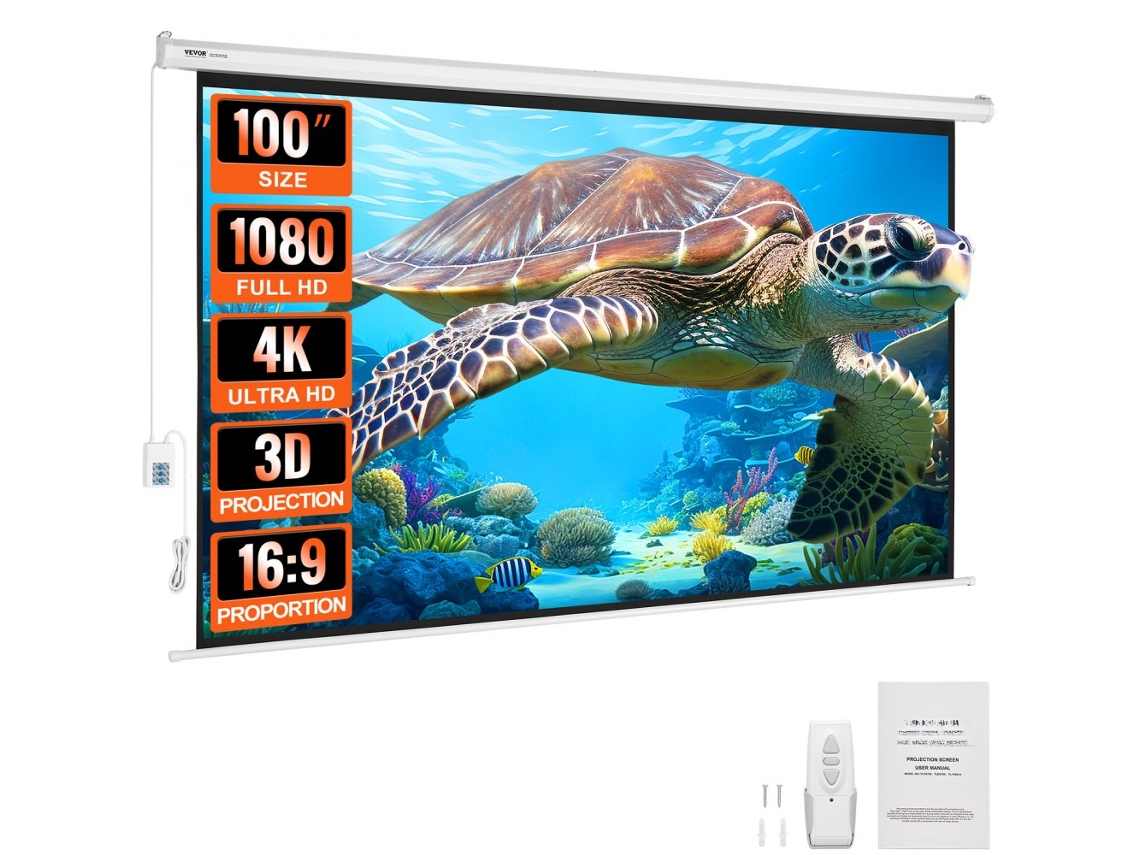 Pantalla de proyección automática 100 4k con control remoto Tekmaquinas