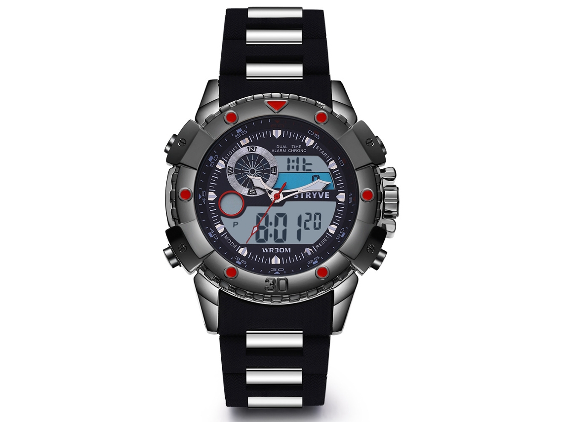 Reloj Deportivo Multifuncional De Doble Movimiento E Impermeable Para Hombre (rojo)