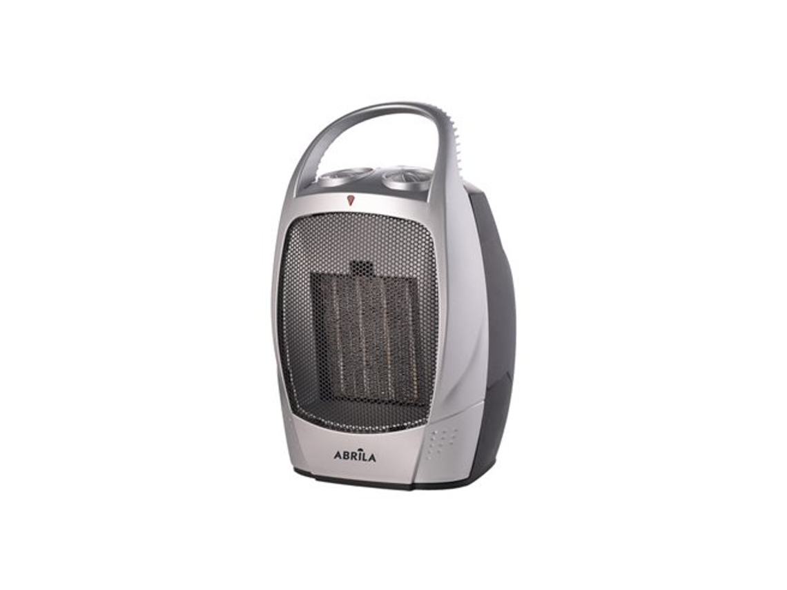 Termoventilador Cerámico 1500w Negro Plata Termostato Regulable 2 Potencias Ventilador/calor Antivuelco Asa 28x18,5x15cm
