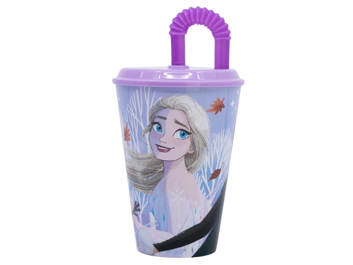 Vaso deportivo Disney Frozen con diseño de hojas de otoño, tapa y pajita, 430 ml, 81030