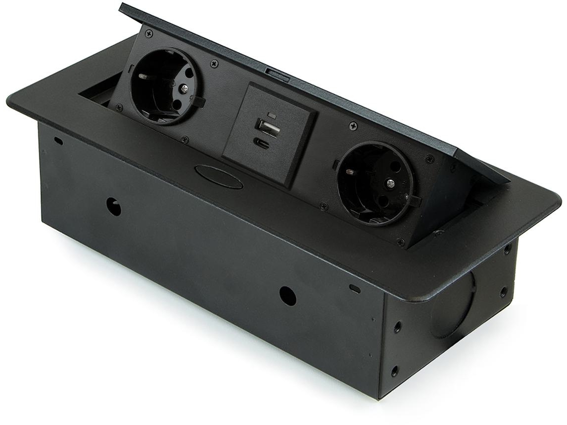 Regleta EMUCA 2 Enchufes EU + 1 USB Tipo A + 1 USB Tipo C