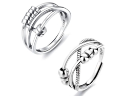 Anillo Antiestrés De Plata 925 Giratorio Ajustable Para Aliviar Ansiedad Y Meditación 2