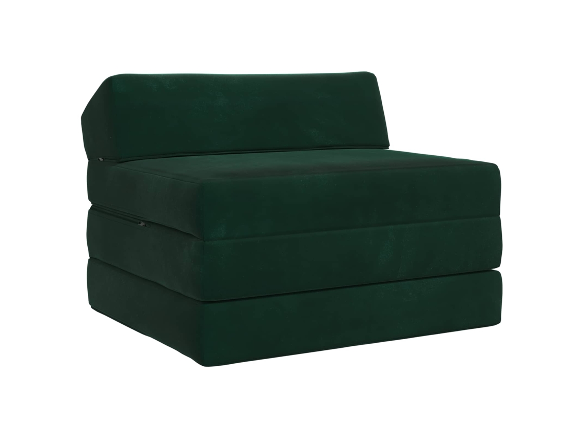 Sofá Cama Plegable Verde Oscuro 200 X 70 X 10 Cm Terciopelo