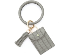 Llavero grande con anilla, cartera, pulsera y bolso - Gris