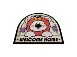 Felpudo Con Osito Adorable, Antideslizante, De Pvc Lavable, Rosa, 40x60cm