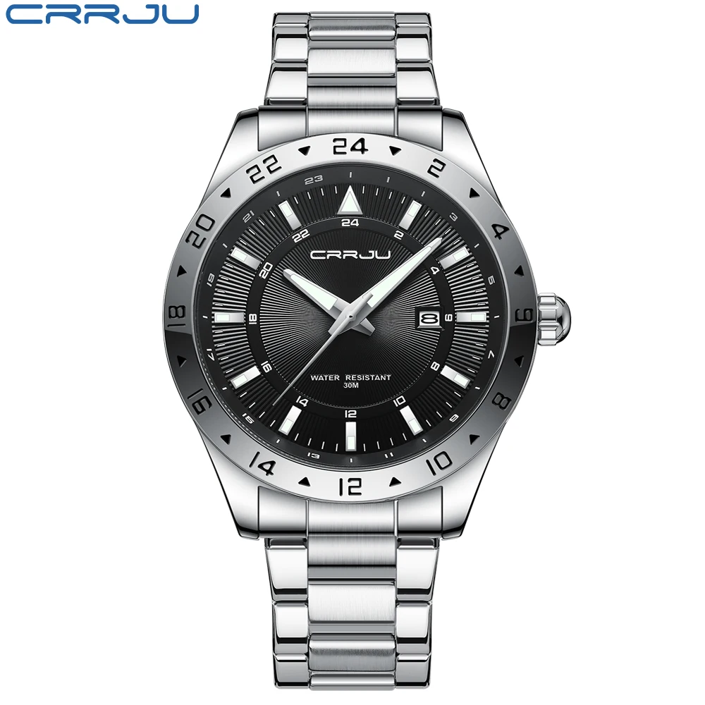 Reloj De Acero Inoxidable Para Hombre (plateado), Con Botones, Resistente Al Agua, Luminoso, Fecha Y Día, Deportivo.