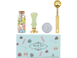 Kit De Sello De Cera Diy Claro Duradero Con Mango Color Matcha Para Invitaciones Y Bodas