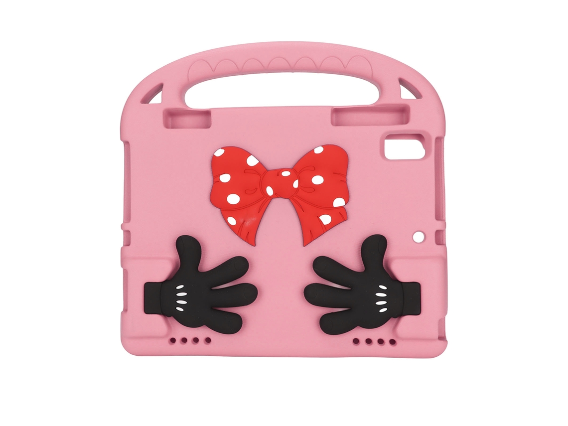 Funda universal para tablet infantil, antideslizante y anticaídas, con dibujos animados, color rosa claro y dorado.