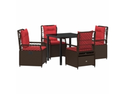Maison Exclusive - Conjunto De Comedor De Jardín 5 Pcs Marrón Ratán Sintético