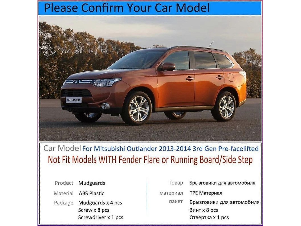 Guardabarros Compatibles Con Mitsubishi Outlander 2013 2014. Accesorios Para Automóviles. Guardabarros. Repuestos Para Automóviles.