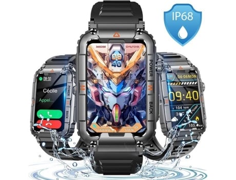 Reloj Inteligente Militar Deporte Rectángulo Bluetooth Llamada Impermeable Ip68 Drenaje Pantalla Grande Ips 1.57 Hd Zn Caja De Aleación