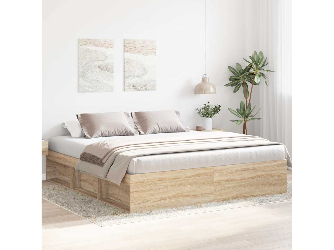 Estructura De Cama Roble Sonoma 180x200 Cm