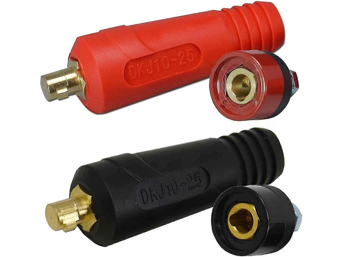 Conjunto De Conectores De Panel De Cable Para Soldadura Tig Dkj10-25 Rápido 2 Pares Negro Y Rojo