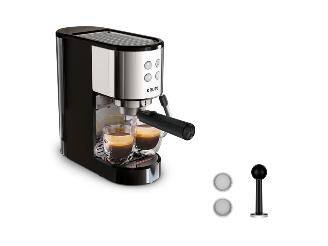 Máquina De Espresso Manual Krups, Inox, Diseño Compacto, Xp441810