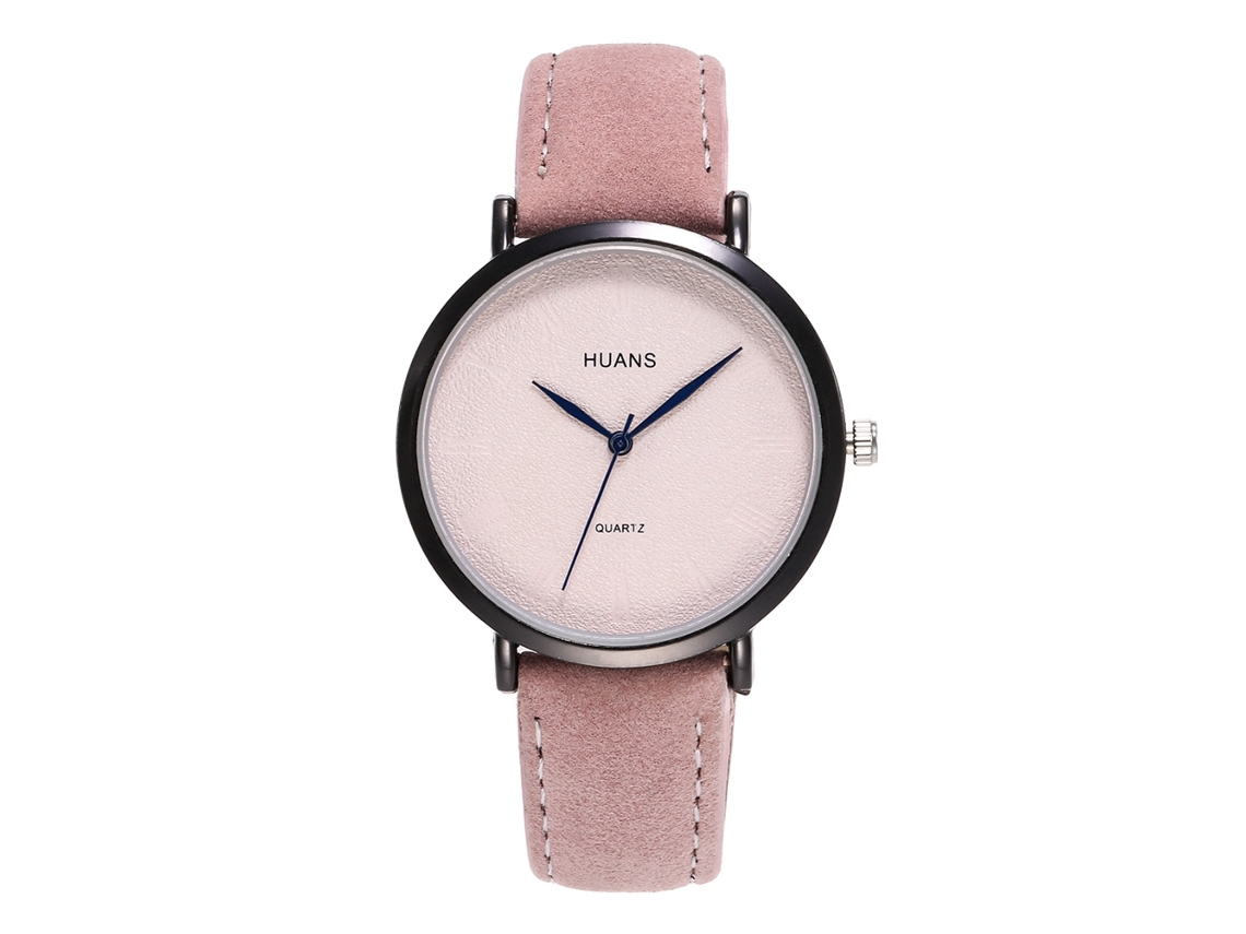 Reloj De Pulsera Unisex De Cuarzo Con Correa De Piel Sintética Rosa - Moda