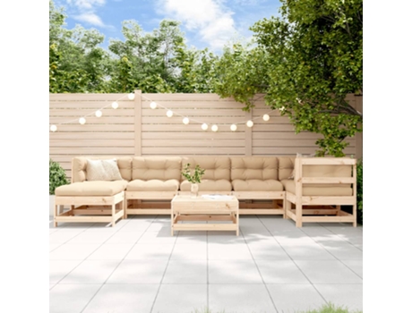 Conjunto 8 de muebles de jardín VIDAXL y cojines madera maciza