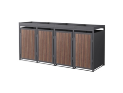 Cobertizo Ml-design Para 4 Cubos De Basura 240l Acero Antracita Roble Oscuro Con Macetero