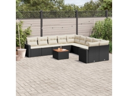 Conjunto de sofás de jardín de 11 piezas DKD Home Decor con cojines de mimbre negros
