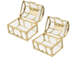 Juego 2 Cofres Tesoro Pirata Plástico Transparente Niños Niñas Cajas Joyería Cristal Organizadores