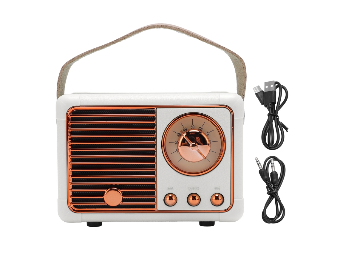 Altavoz Retro Portátil Sem Fio Bt5.0 Para Casa E Exterior, Som Estéreo, 6h Autonomia Hm11 Branco