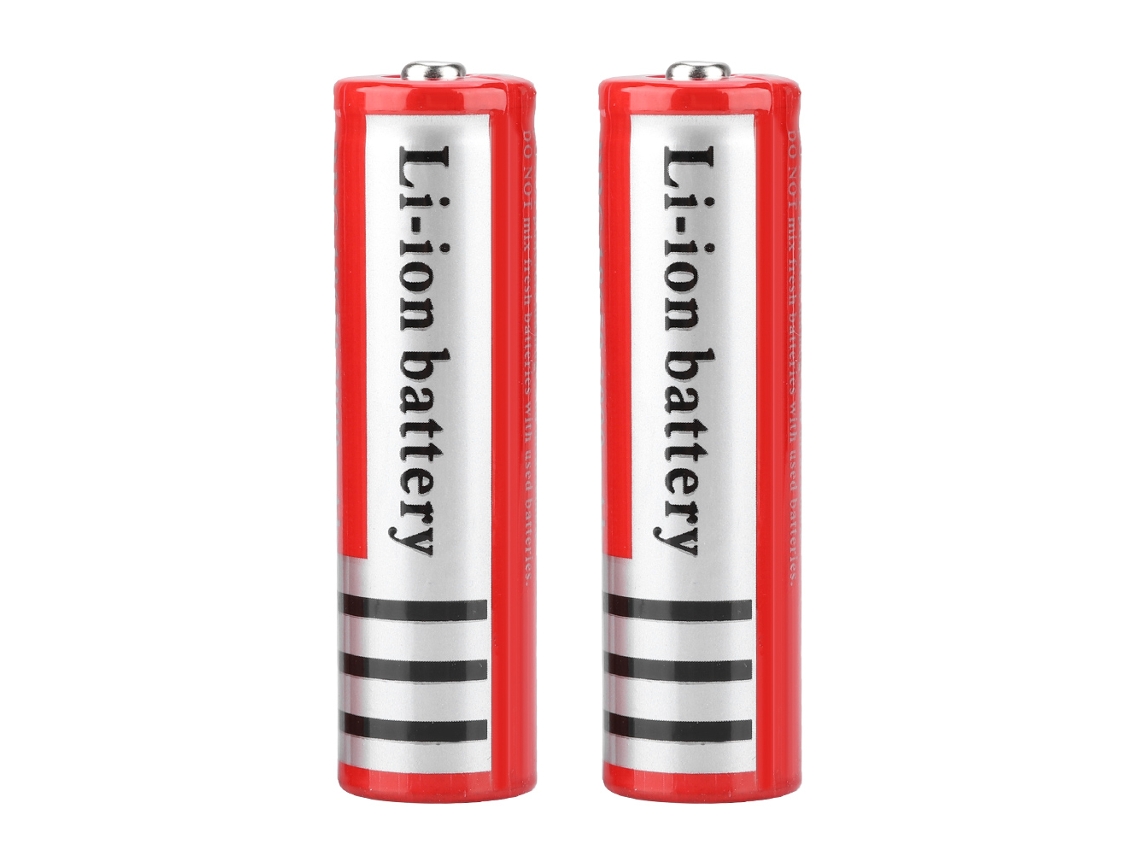 2 Baterías Recargables 18650 De 3,7 V Y 3000 Mah, Color Rojo, Para Linterna De Portátil.