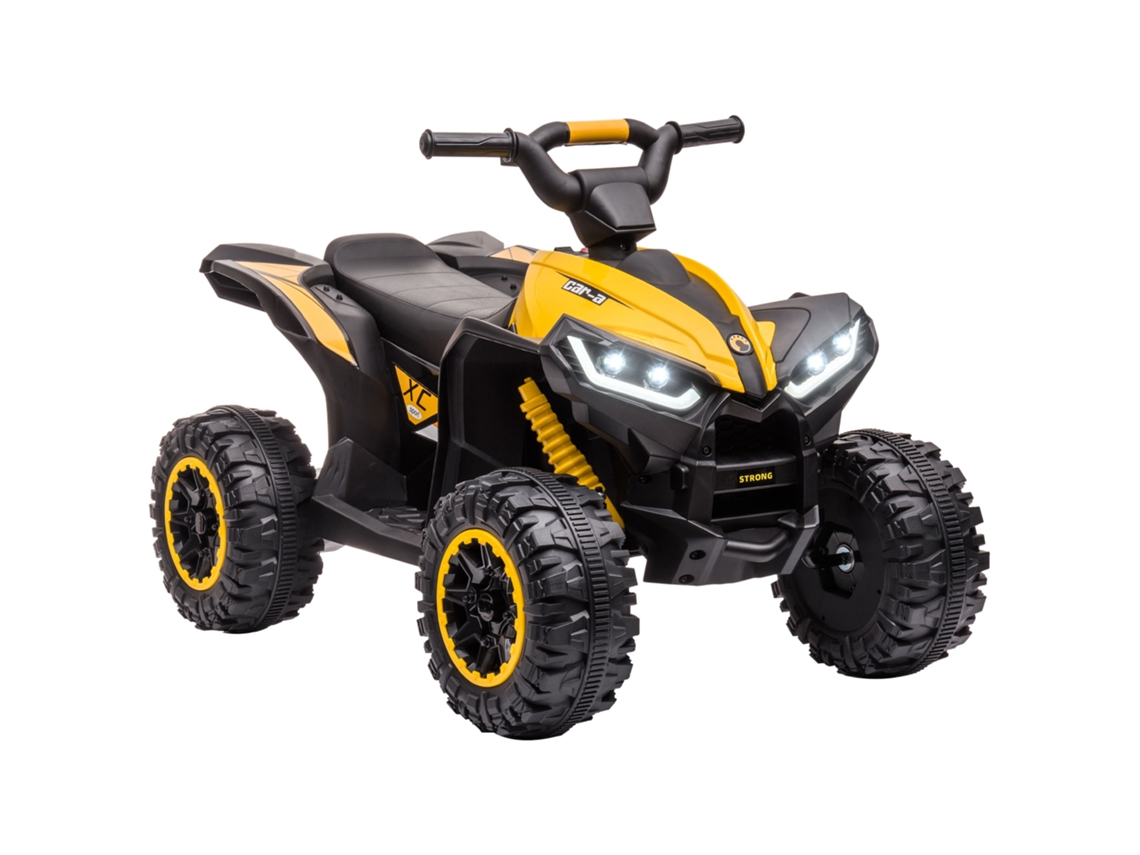 Quad Eléctrico Infantil 12v 2 Motores 2 Velocidades 3-6km/h Led Amarillo