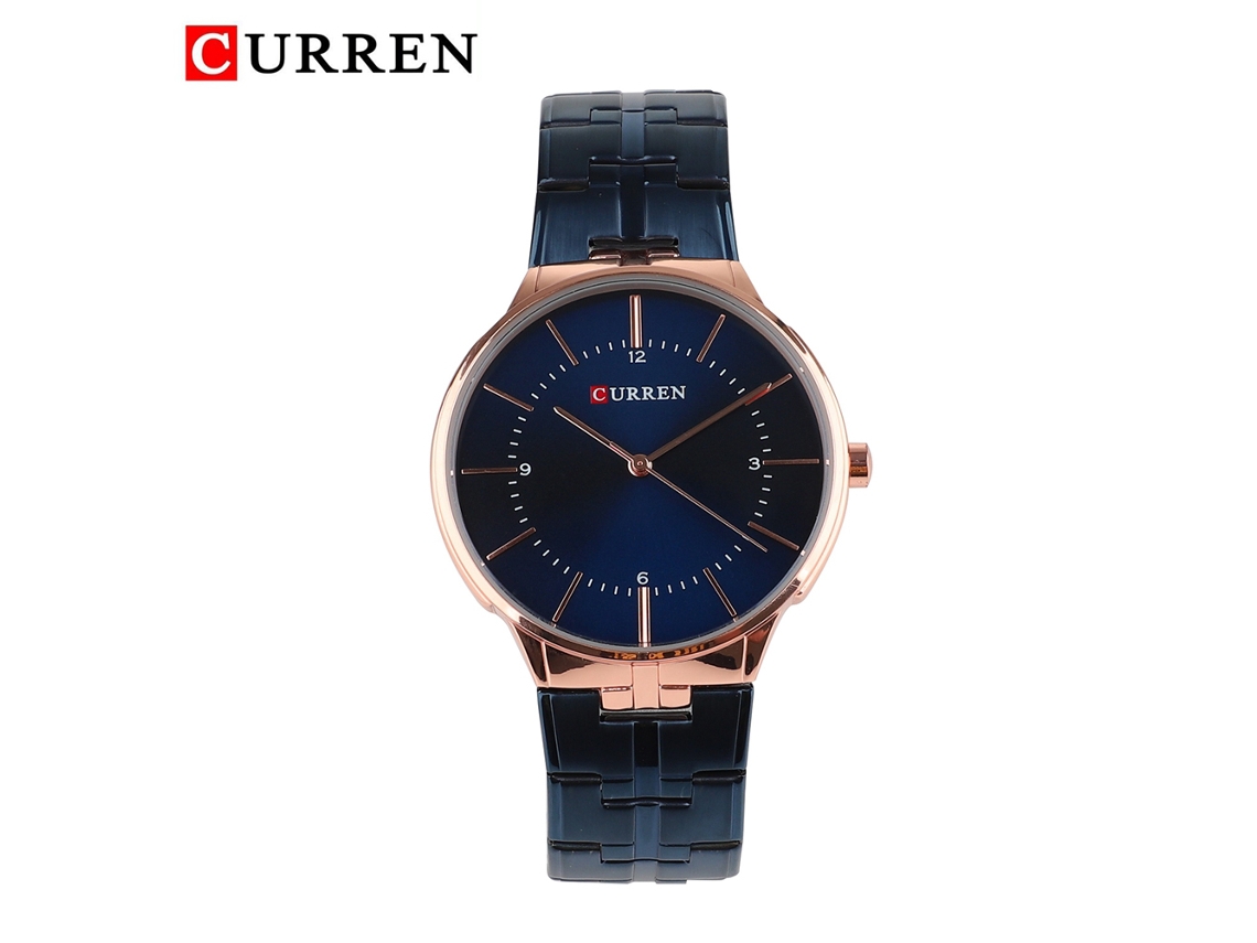 Reloj De Pulsera Curren Para Hombre, Movimiento De Cuarzo Resistente Al Agua, Acero, Oro Rosa, Azul.