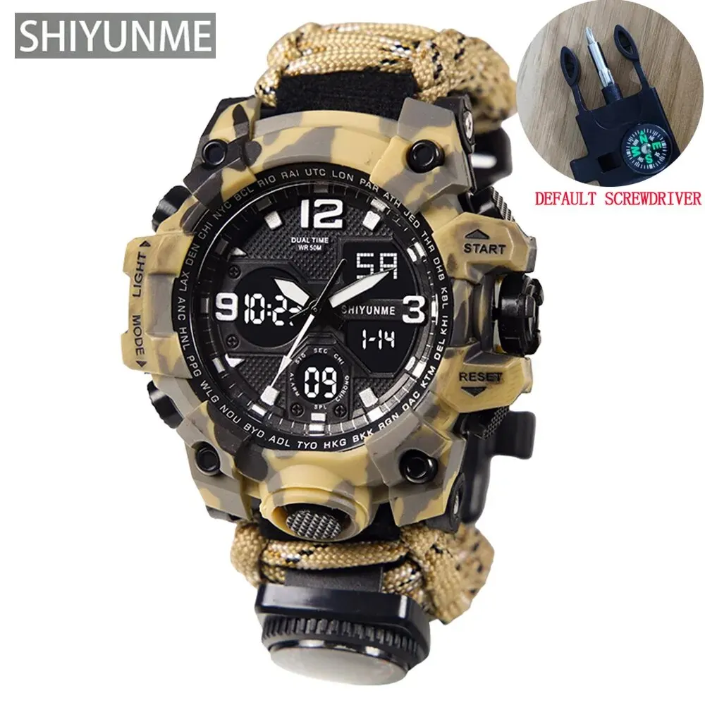 Reloj Deportivo (amarillo), Reloj Digital Led Impermeable Para Hombre, Brújula Para Acampada Al Aire Libre.