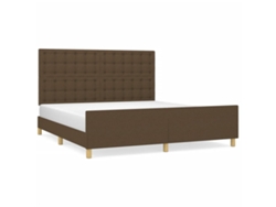 vidaXL Estructura de cama de tela marrón oscuro 160x200 cm