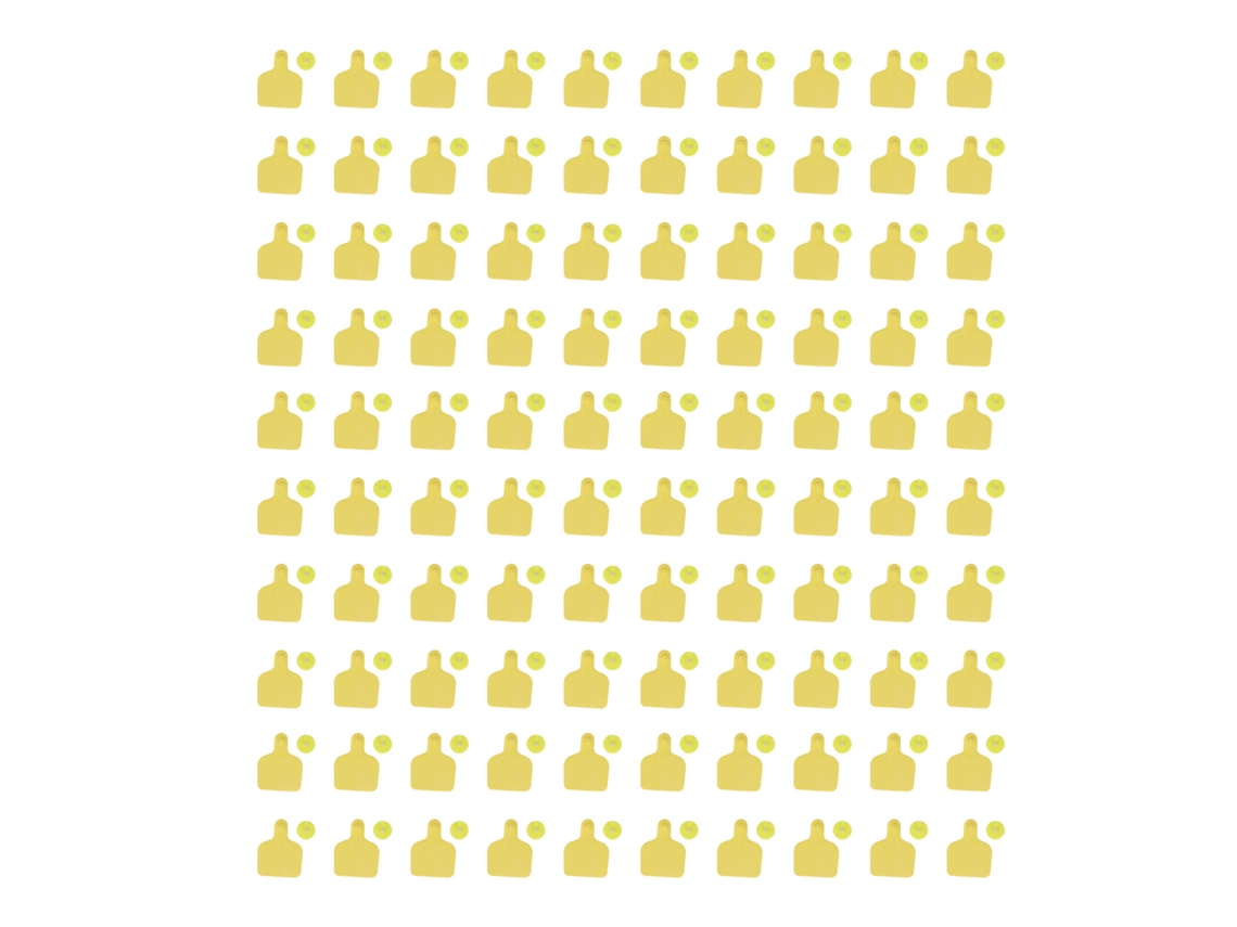 100 Crotales Amarillos De Poliuretano En Blanco Para Identificación De Ganado.