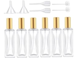 Botella de vidrio vacía para muestras de maquillaje y dispensador de líquidos.