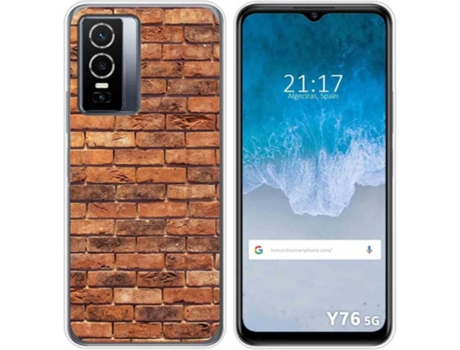 Carcasa para Vivo Y76 5G TUMUNDOSMARTPHONE Dibujos Ladrillo 04 Multicolor
