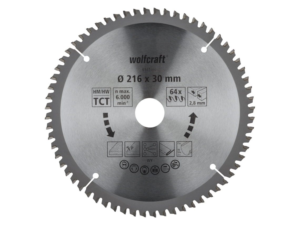 Wolfcraft 6541000 - 1 Disco De Sierra De Corte E Ingleteado Ct 64 Dientes Ø216 Mm