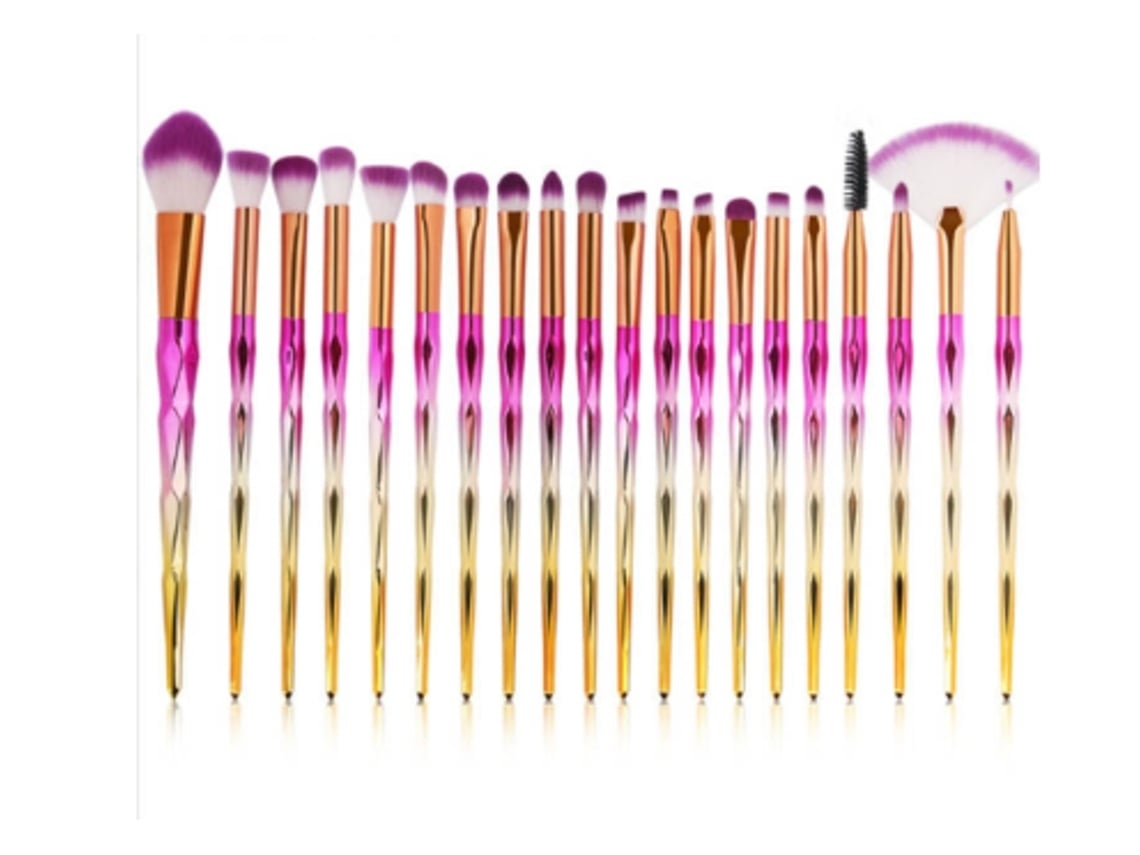 USHION - Juego de 20 brochas sintéticas profesionales para base de maquillaje, color plata y oro rosa