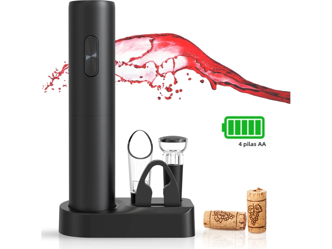 (set De Regalo) Abridor De Botellas Eléctrico, Sacacorchos Automático, Con Base De Almacenamiento, Funciona Con Pilas
