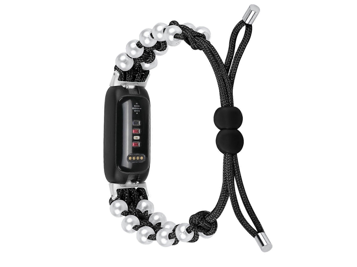 Correa ajustable para reloj inteligente con cuerda trenzada y decoración de perlas para Fitbit Inspire 3 Ly Ebike