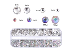 2000 Cristales De Imitación De Diamantes Redondos Y Planos En 4 Tamaños Para Manualidades Y Esmaltes De Uñas.
