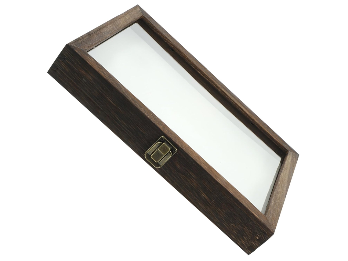 Caja para especímenes de insectos de madera de pino, 31 x 22 x 4 cm, con vitrina de panel blanco. SFUSHOS