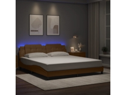 Estructura De Cama Con Luz Led Cuero Pe Capuchino 180x200 Cm