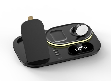 Cargador inalámbrico, CHRONUS carga rápida 3 en 1 de 15 W, negro